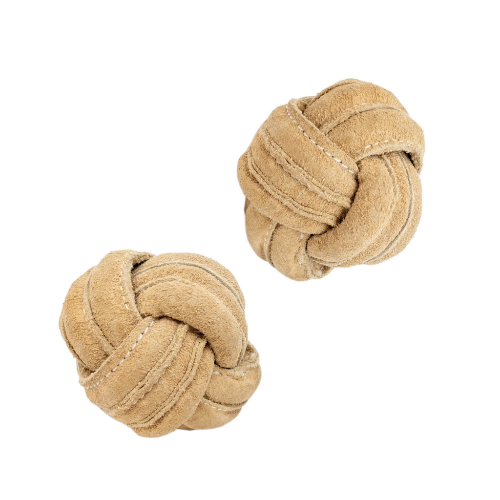 Huggle-Hide Natural Leather Ball Dog Toy 2 Pack