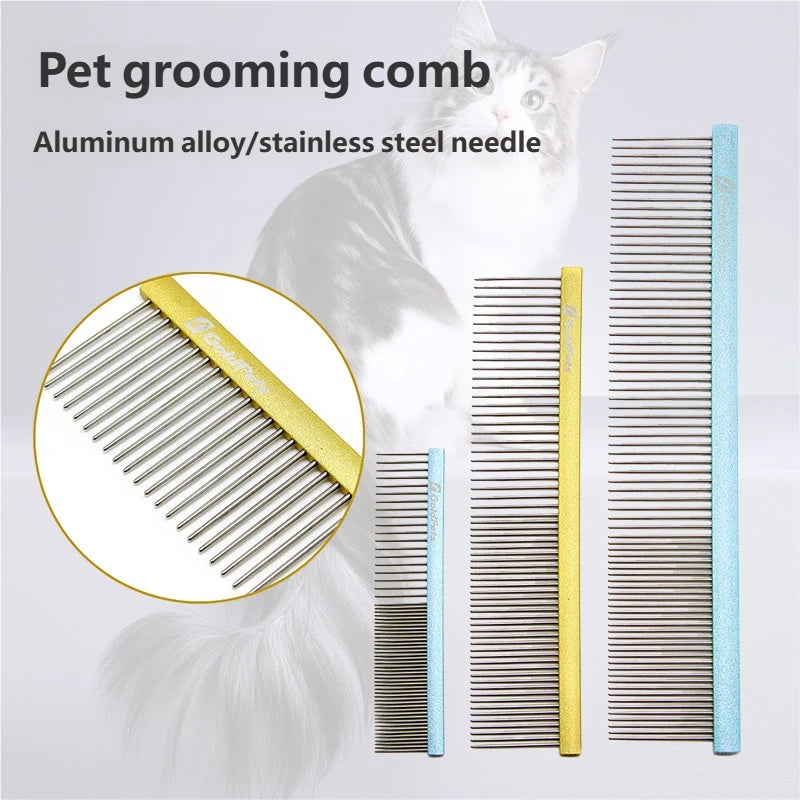Professional pet grooming comb with pin-style teeth for coat care