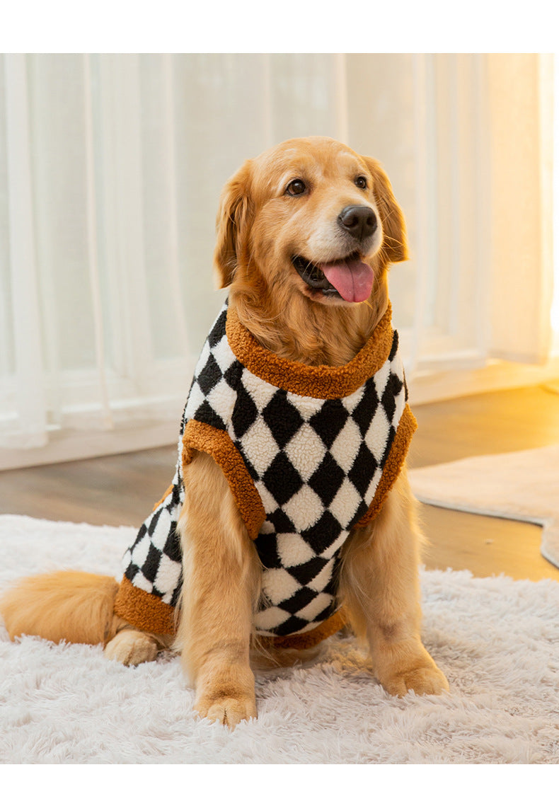Winter dog vest fluffy cotton-padded design