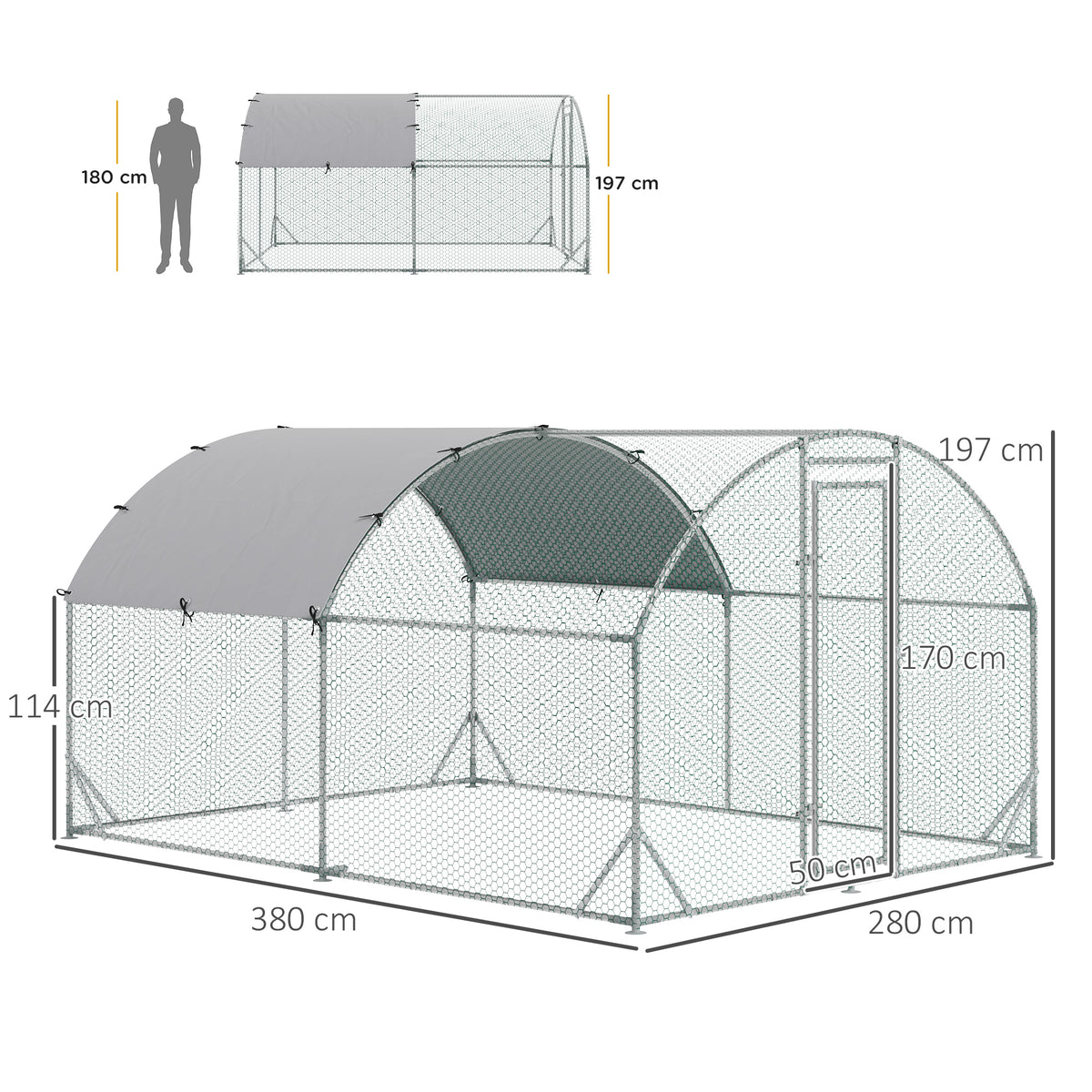 Walk in chicken run with galvanised frame for backyard poultry