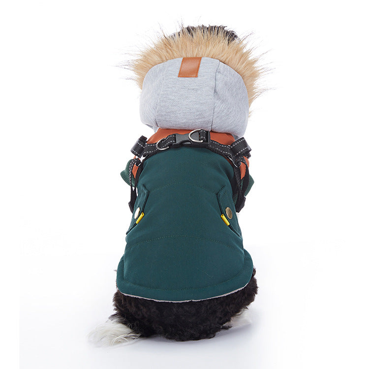 Winter dog jacket showing the overall design