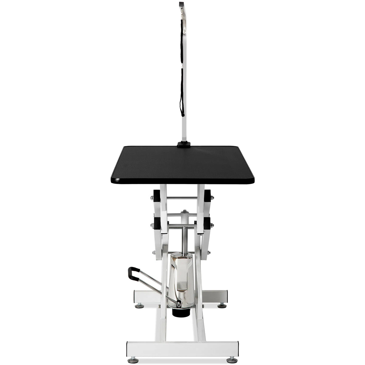 Hydraulic dog grooming table with a large tabletop and Z-lift base