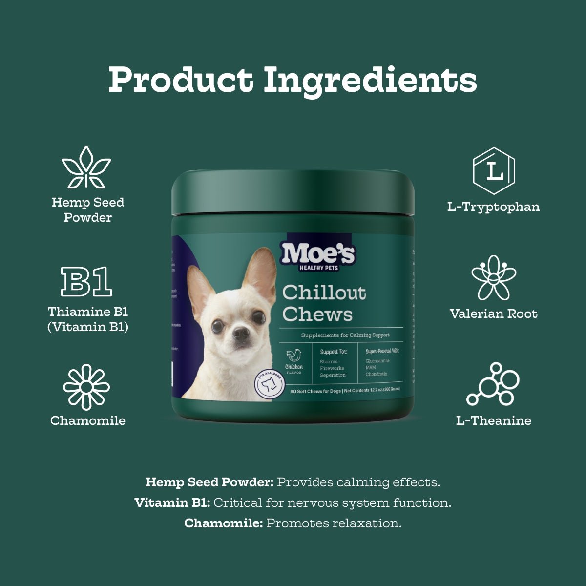 Chillout Chews for Dogs product packaging