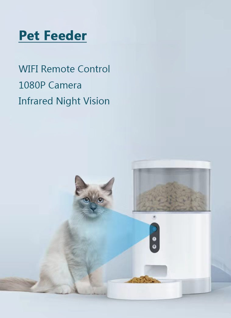 Automatic pet feeder with food and water compartments for pets