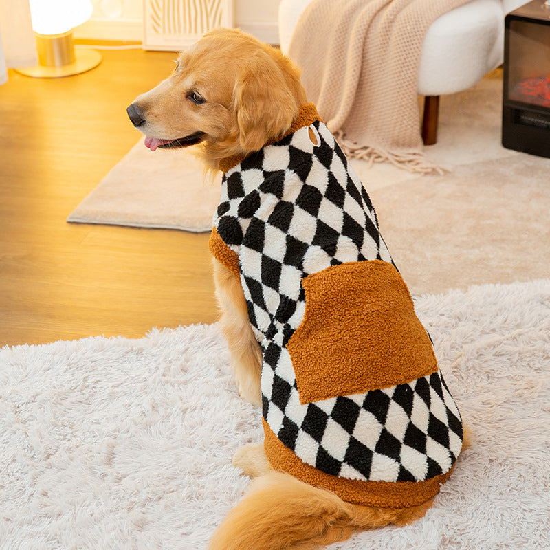 Winter dog vest fluffy cotton-padded design