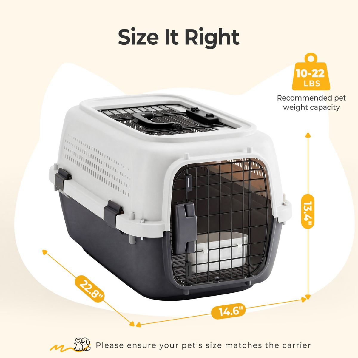 Hard-sided pet carrier for cats and dogs shown from the front