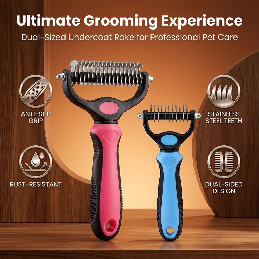 Dog dematting comb for long-haired pet grooming