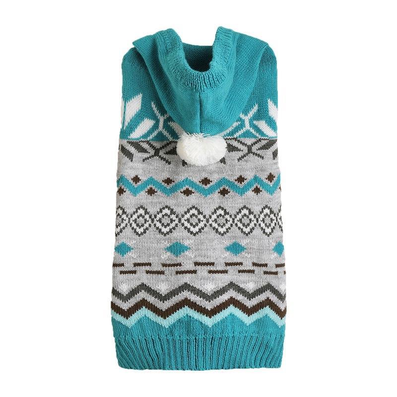 Diamond pattern pet sweater shown from the front