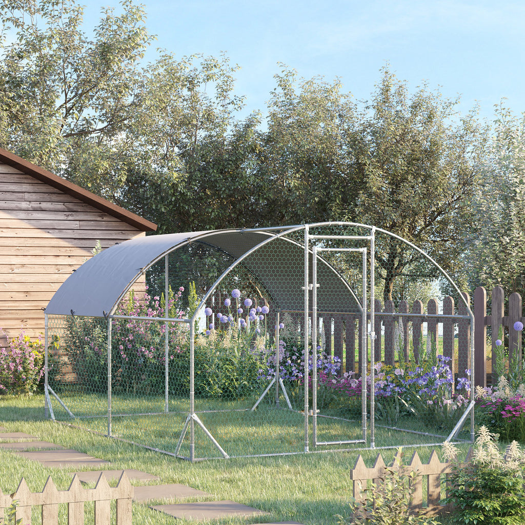 Walk in chicken run with galvanised frame for backyard poultry