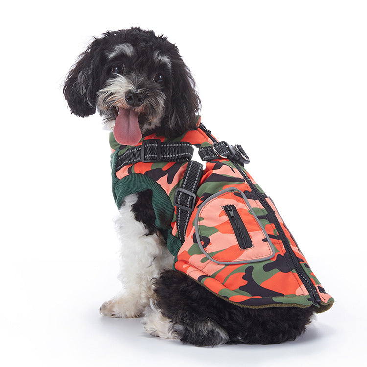 Winter dog jacket showing the overall design