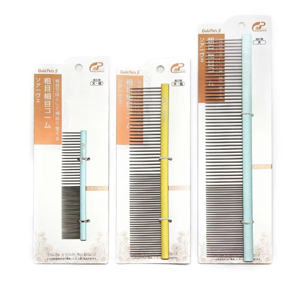 Professional pet grooming comb with pin-style teeth for coat care