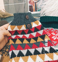 Leaf pattern dog sweater with lapel collar