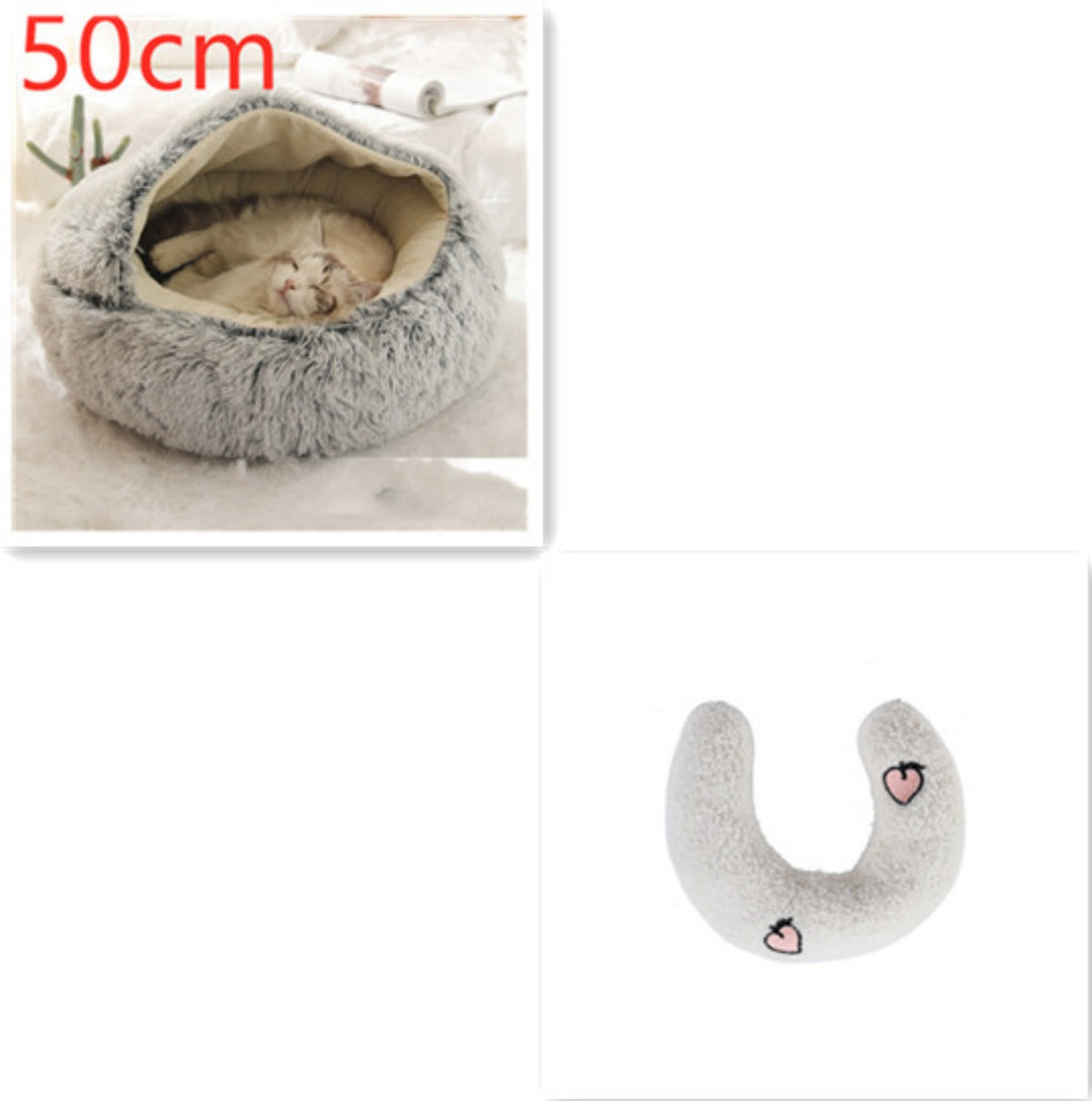 Cozy pet bed with an enclosed cocoon-style design